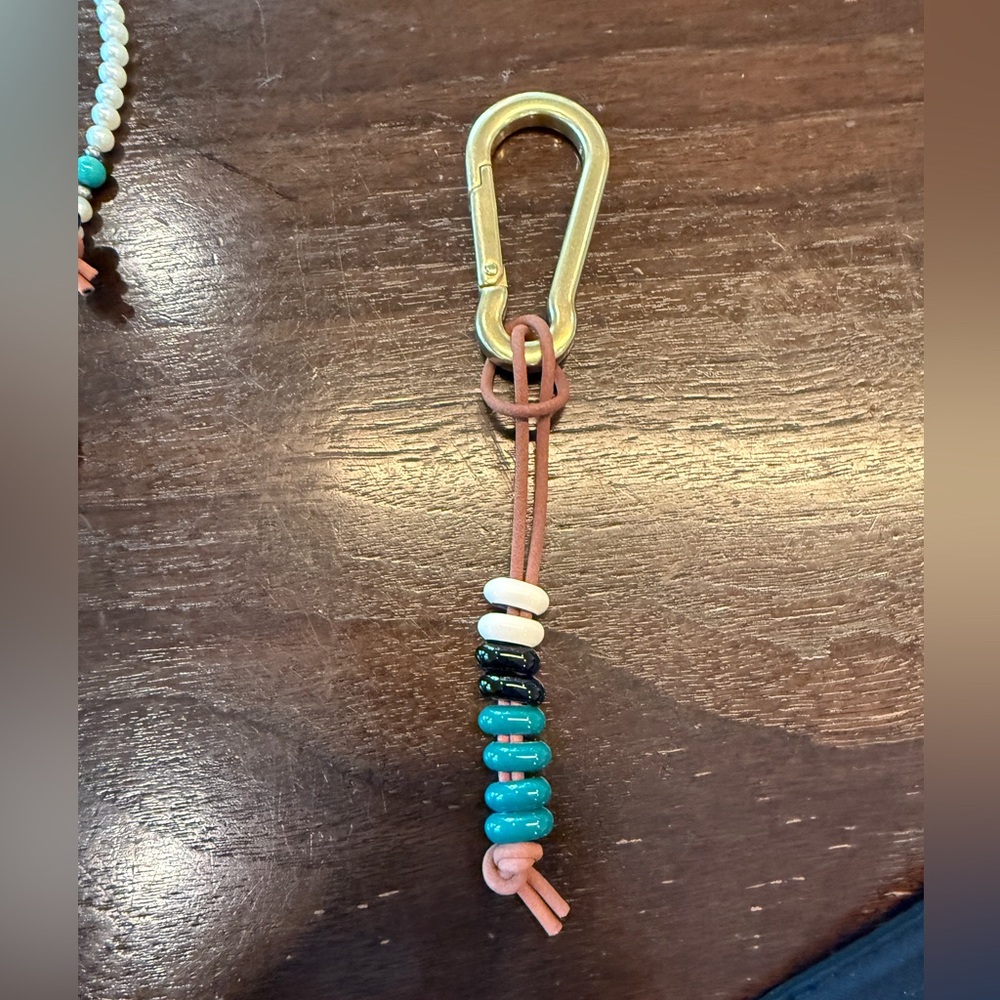 Adina Reyter beaded  Leather Loop Keychain bag charm